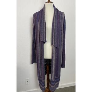 Chico Sweater Cardigan Open Front Striped Stretch Knit